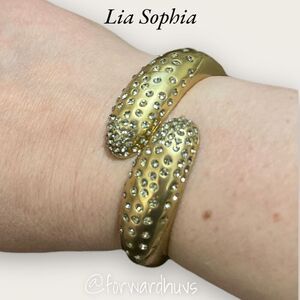 Gold Tone Rhinestone Lia Sophia Hinge Bracelet